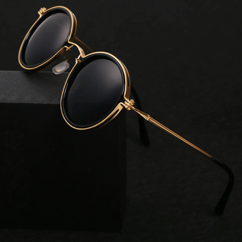 Eyevara – Retro UV400 Klassieke Ronde Zonnebril met Metalen Montuur