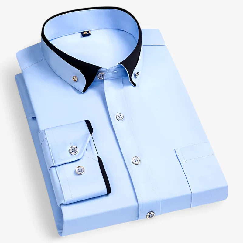 Bruce - Elegant overhemd met lange mouwen knoopsluiting en kraag naar beneden