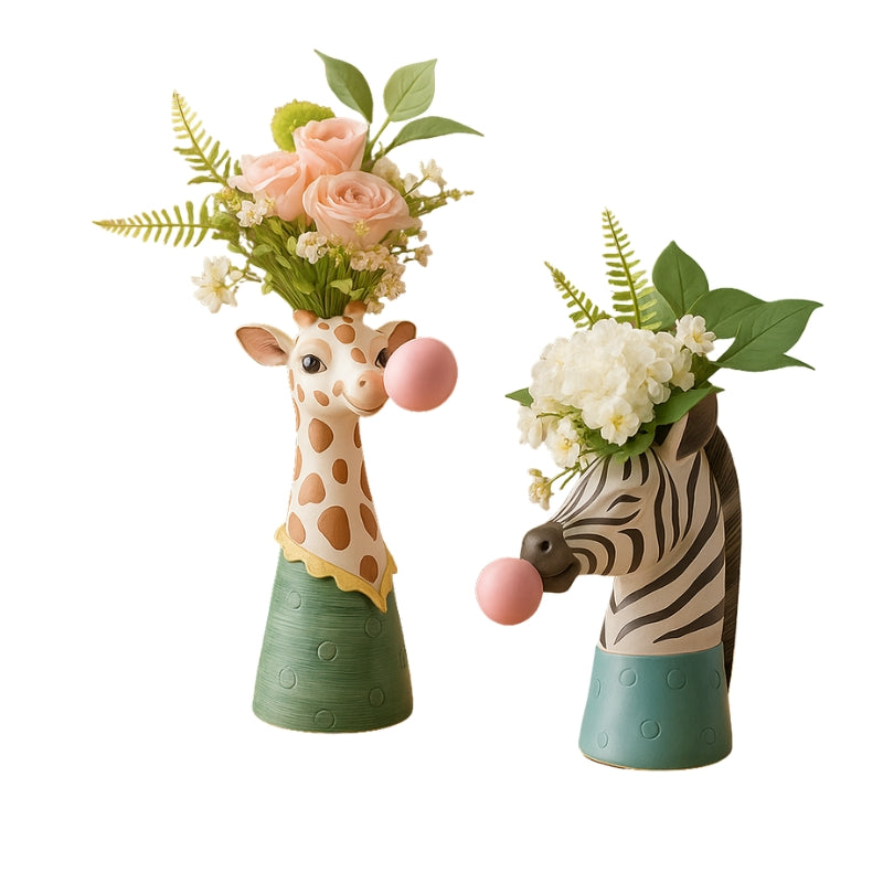 SafariWhimsy – Speelse door dieren geïnspireerde sculpturale vaas met een moderne decoratieve toets