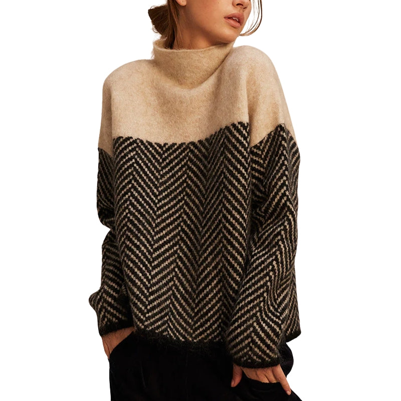 Charlotte – Oversized Trui met Hoge Kraag en Lange Mouwen