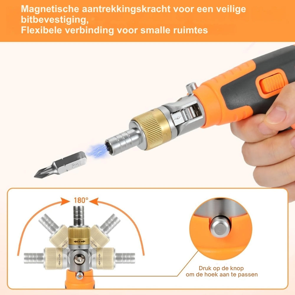 GripTrek – Compacte ratelschroevendraaierset met magnetische handgreep en 14 veelzijdige bits