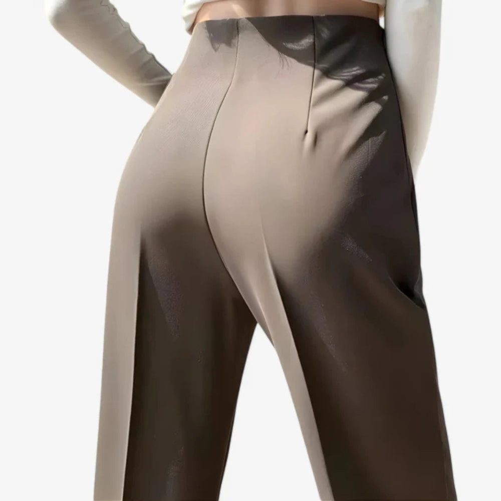 Eva - Elegante pantalon met hoge taille en geplooide voorkant