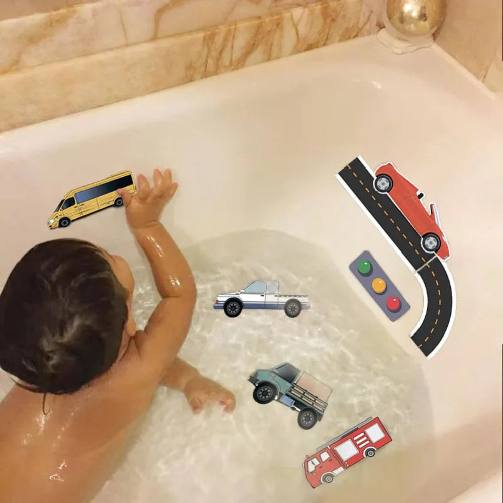 SoapyDrive - Badautobaanset met zelfklevende schuimrubberen wegen en fantasierijk waterspeelontwerp