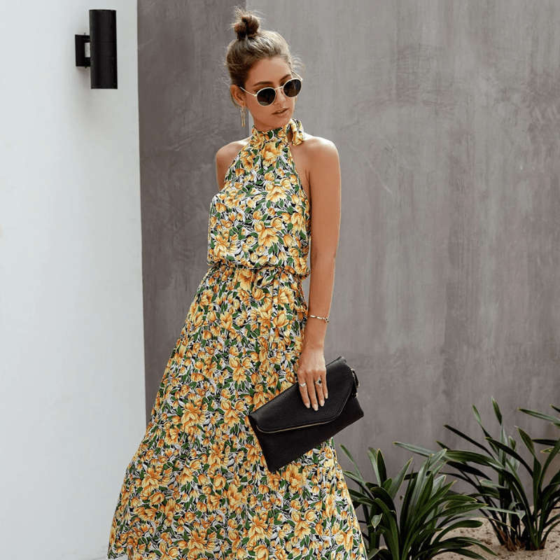 Hailey – Mouwloze maxi-jurk met bloemenprint