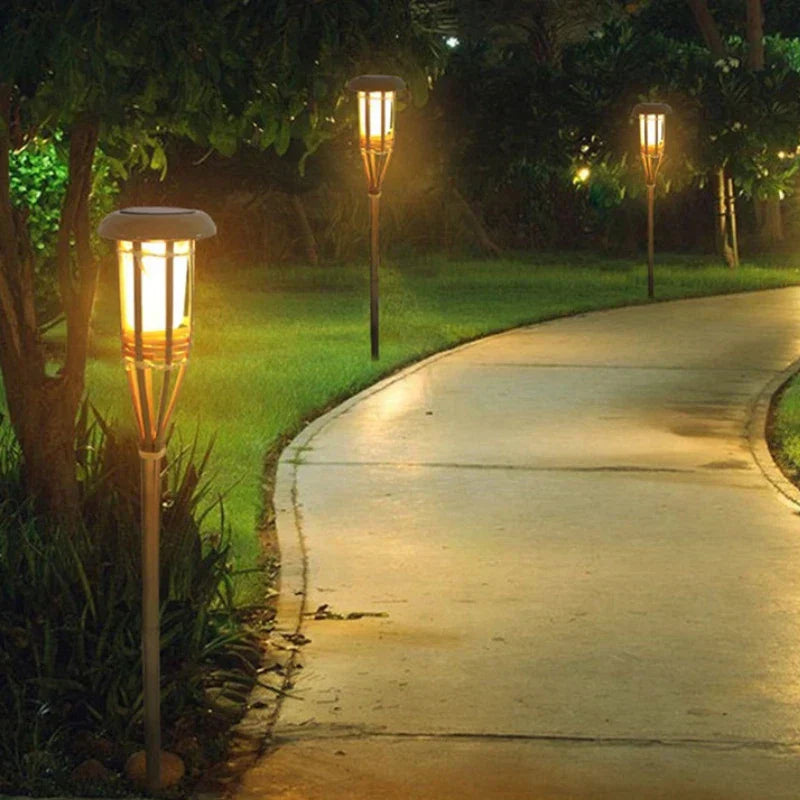 SunFlare – Set van 5 Zonnelampen in Fakkelstijl met Vlam-Effect LED en Weerbestendig Ontwerp