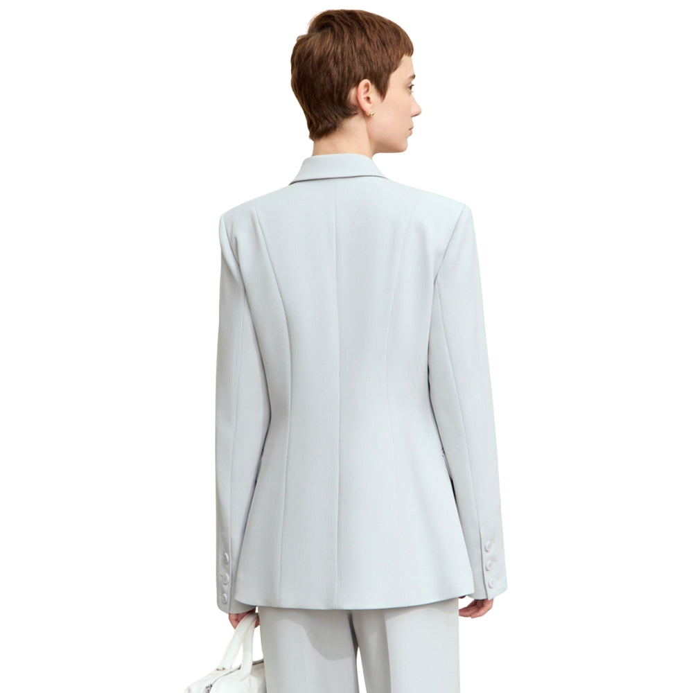 Veronica - Blazer met lange mouwen en één knoop met meerdere zakken