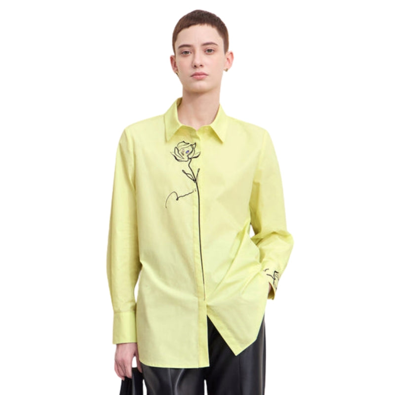 Charlotte - Blouse met rozenborduursel en klassieke kraag