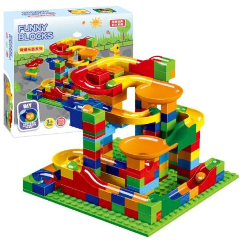 TrackCraft – Knikkerbaan bouwset met glijbanen Blokken en trechters voor hands-on spel