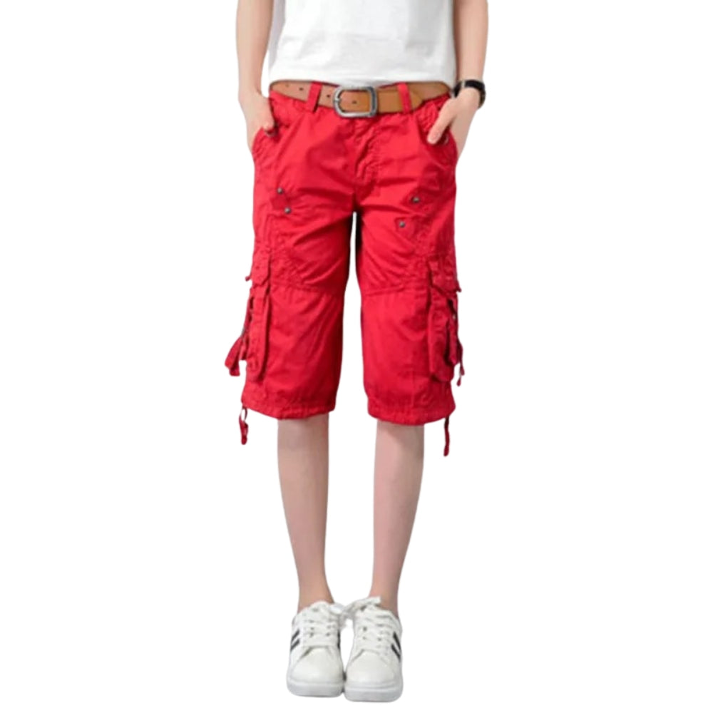 Alayna - Cargoshorts met middelhoge taille, knoopsluiting en functionele zakken