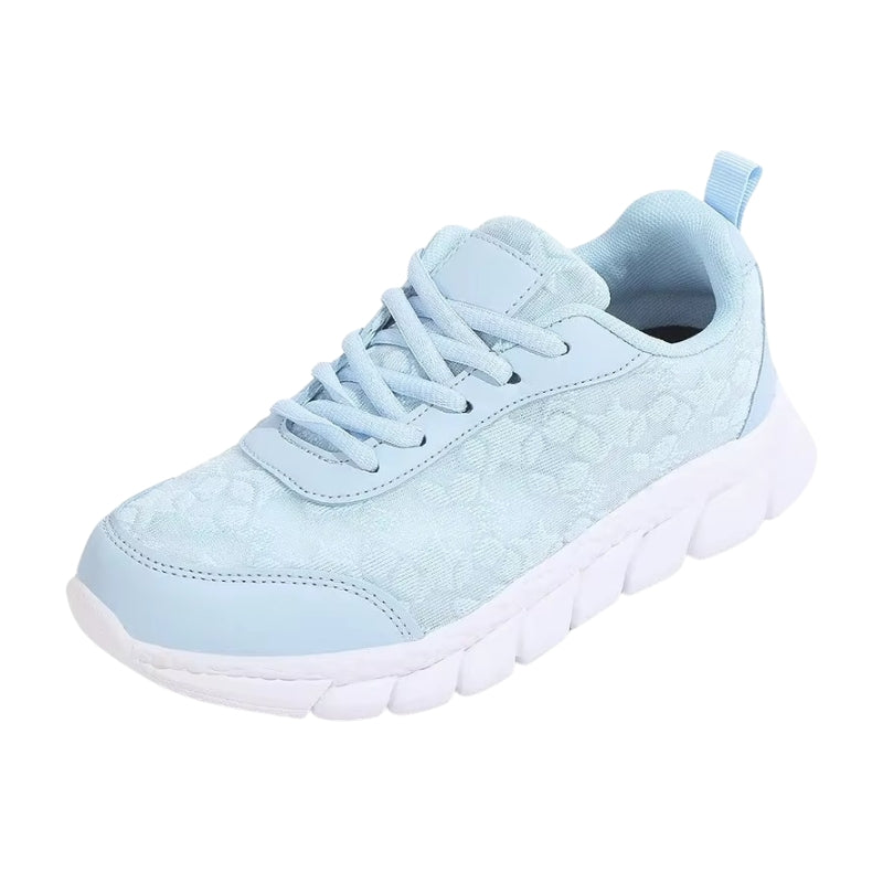 Mia - Lichte Sneakers met Geborduurde Sterren Design en Vetersluiting