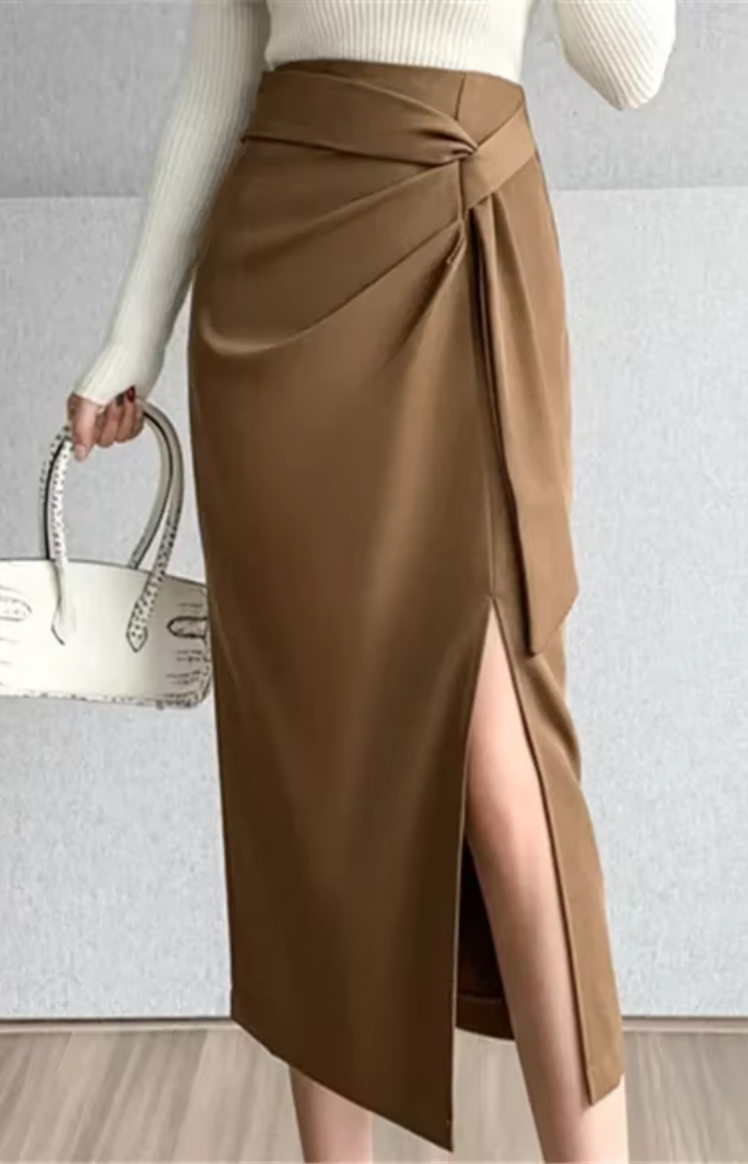 Isabella – Midi-rok met hoge taille en wikkelvoorkant