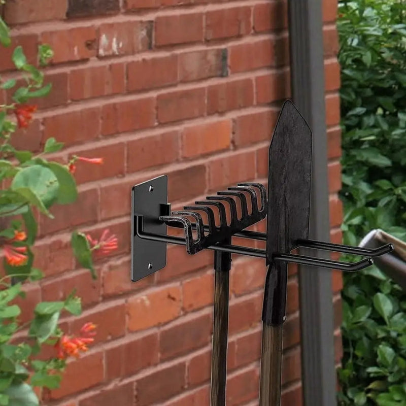 ToolGrip – Muurbevestigd Rek met Dubbele Haak voor Tuingereedschap