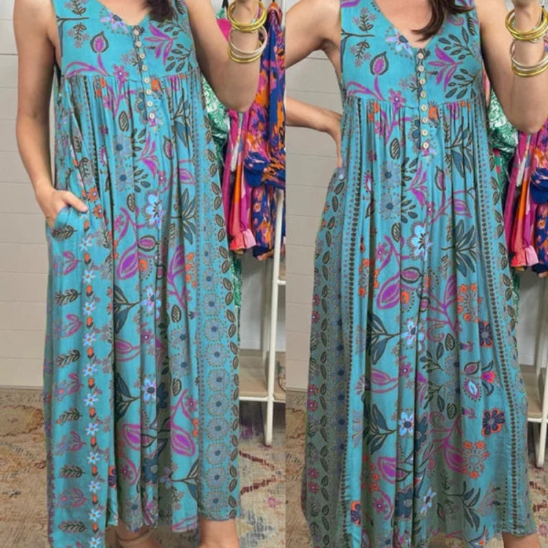 Emma – Eendelige jumpsuit met diepe V-hals en knoopsluiting aan de voorkant