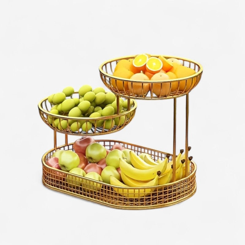 FruitHaven - 3 Laags Fruitmand met Geventileerd Ontwerp en Sterke Steunen