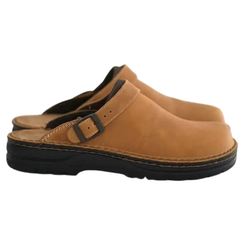 Ethan – Gesloten Slip-On PU Slippers met Verstelbare Gesp en Rubberen Zool