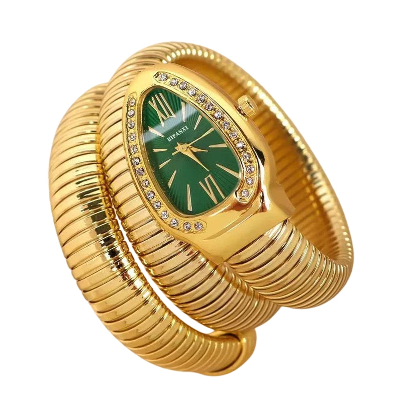 Aria – Quartz Armbandhorloge met Slangenstijl Band en Strassdetails
