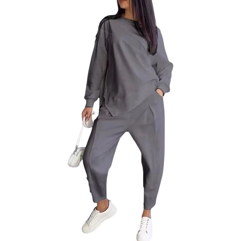 Sadie – Tweedelig set met top met ronde hals en joggerbroek