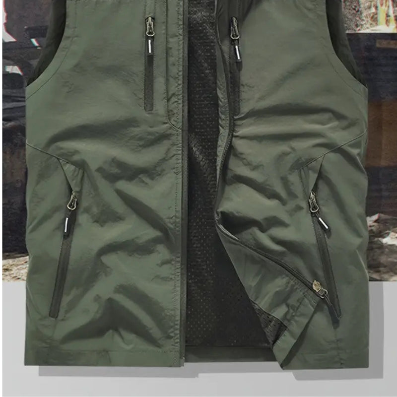 Dennis – Mouwloos Vest met Meerdere Zakken en Ritsluiting