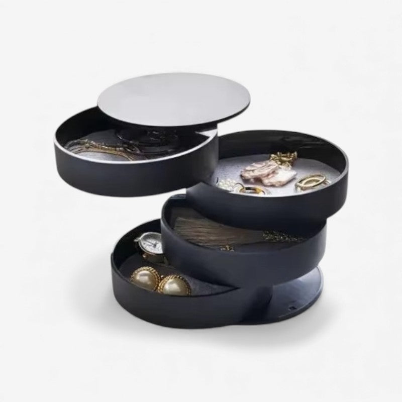 JewelSpin – Ronde Sieradendoos met Draaibaar en Gelaagd Ontwerp