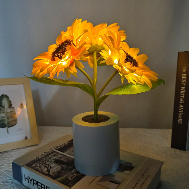 FloraGlow – USB Oplaadbare Zonnebloem LED Nachtlamp voor Decoratieve Sfeer