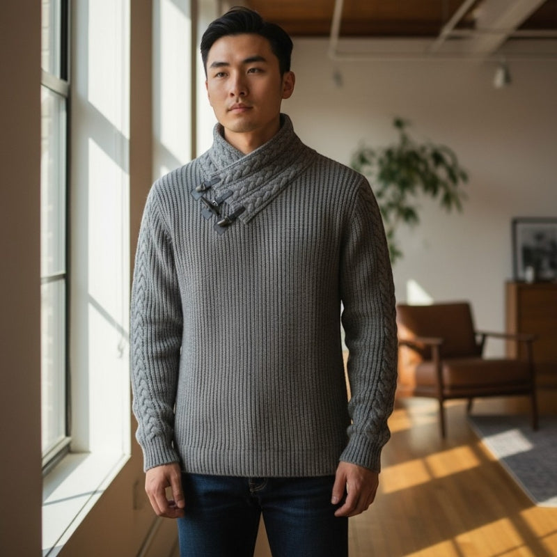 Theodore – Lange Mouw Slim Fit Trui met Geribbelde Details