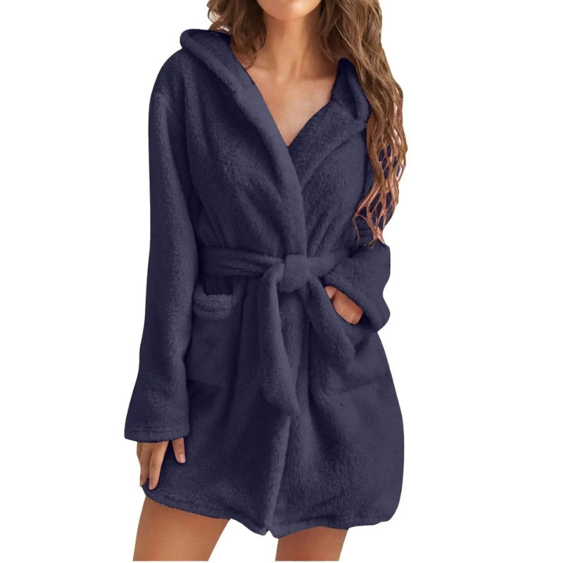 Lily - Stijlvolle fleece badjas met lange mouwen en zijzakken
