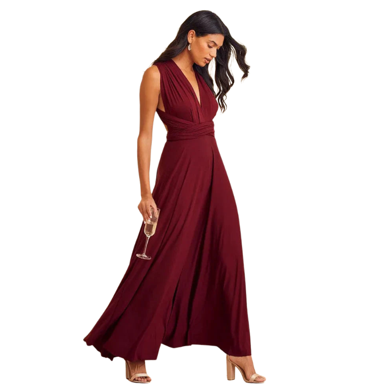 Ariana – Maxi Wikkeljurk met Vloeiende Silhouet en Verstelbare Striksluiting