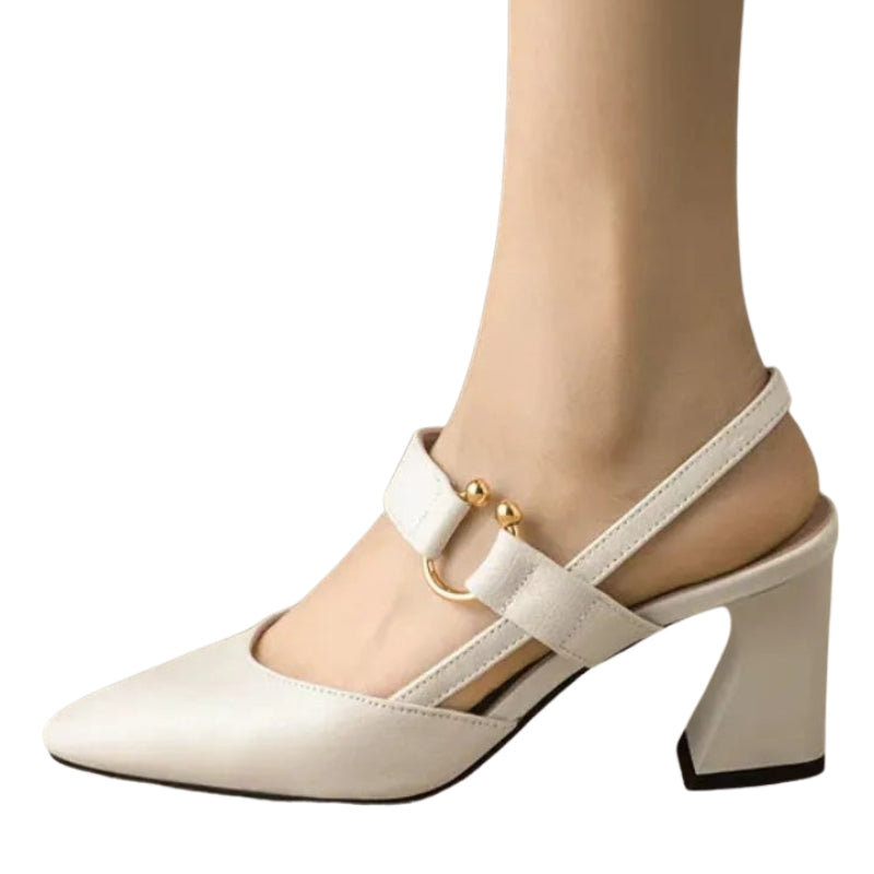 Naomi - Slingback sandalen met puntneus en blokhak