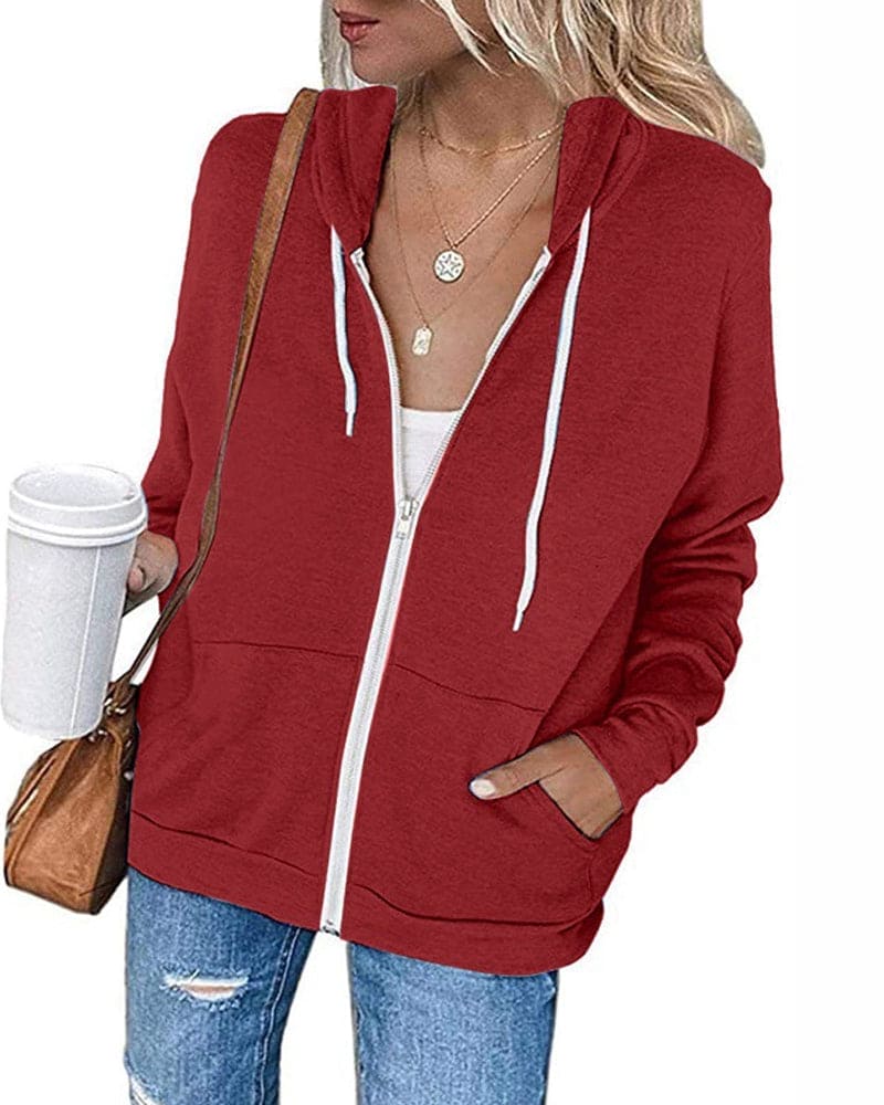 Tereza - Lichtgewicht Hoodie met ritssluiting en capuchon met trekkoord