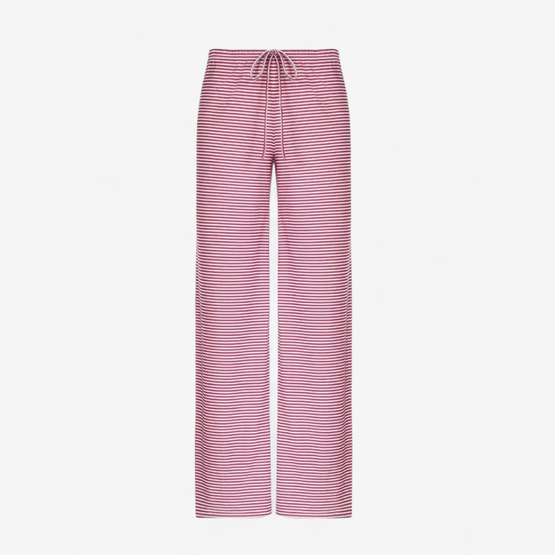 Mia – Casual Striped Wide-leg Broek met Rechte Snit