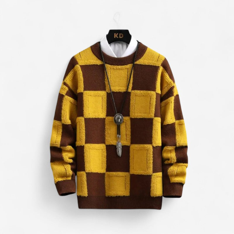 Brooks - Geruite Trui met Lange Mouw en Ronde Hals