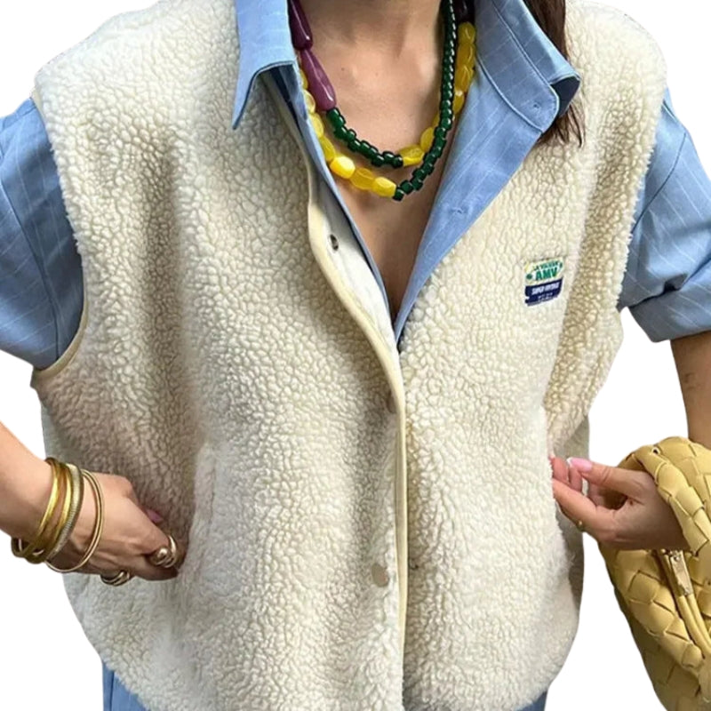 Lily – Mouwloos Vest met V-Hals en Zakjes