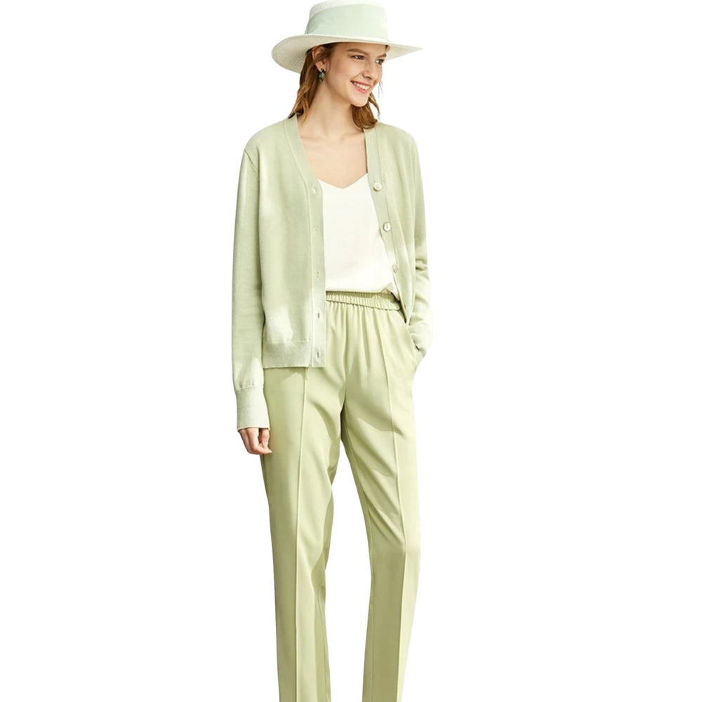 Stephanie - V hals cardigan met lange mouwen en knoopsluiting