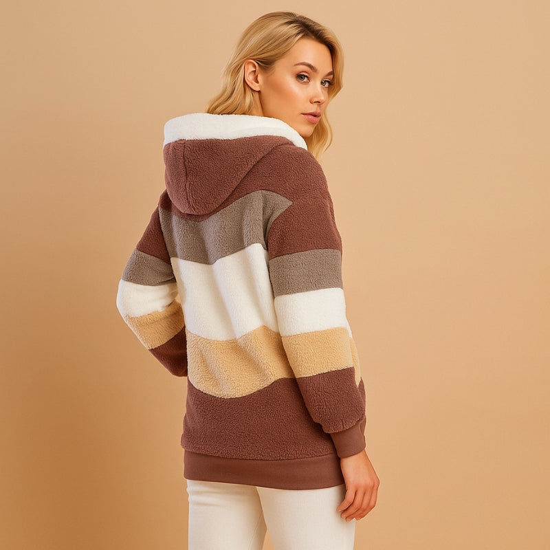 Daisy - Lange Mouw Hooded Jas met Rits en Verstelbare Kap