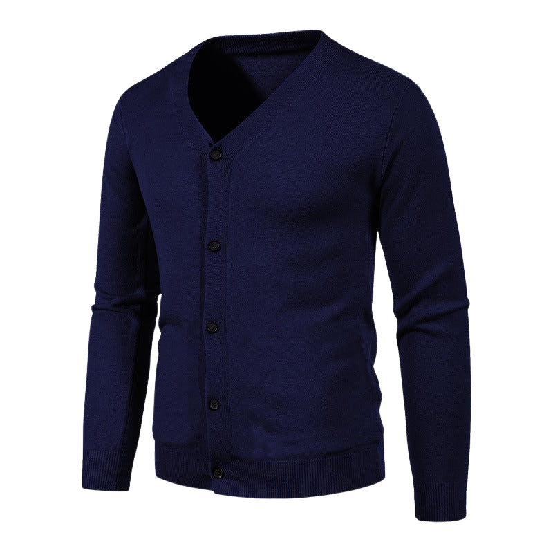 Anthony – Vest met lange mouwen V hals en knoopsluiting