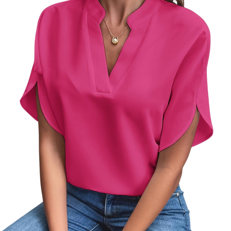 Audrey - V Hals Blouse met Korte Mouwen