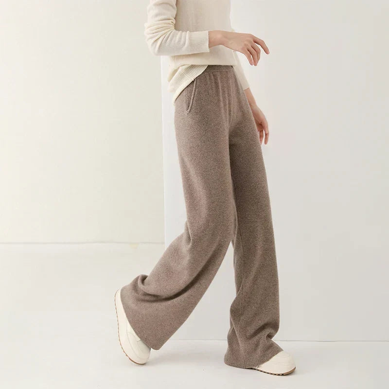 Maria - Pantalon met Wijde Pijpen en Elastische Taille