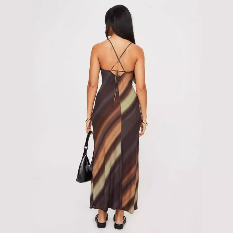 Clara - Maxi Jurk met Gradient Ontwerp en Spaghettibandjes