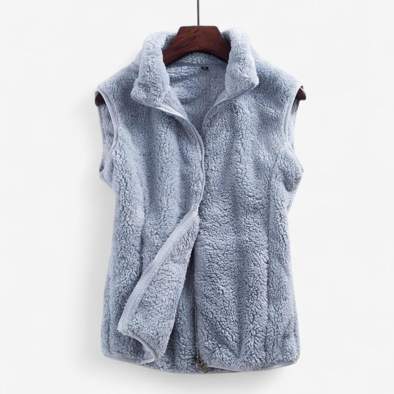 Lindan - Mouwloos Vest met Opstaande Kraag en Ritssluiting