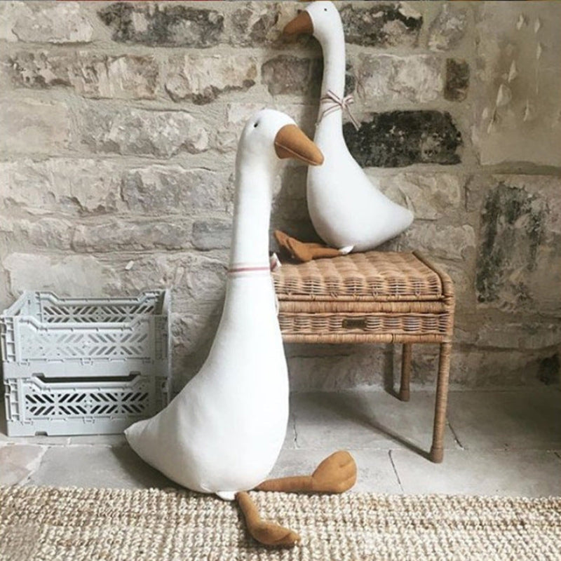 FarmNest - Zachte ganzenknuffel met rond knuffeldier voor kinderen en decoratie