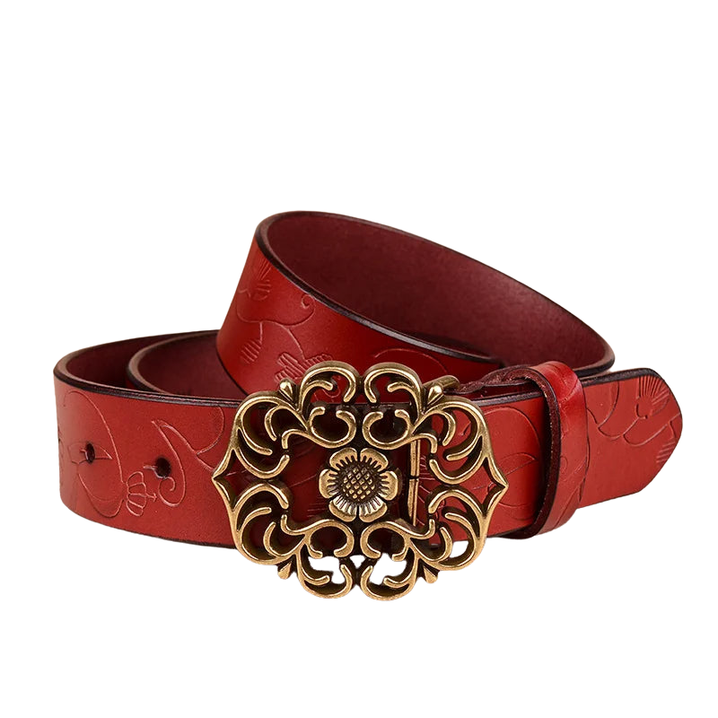 Eliana - Zonnebloemprint riem met vintage gesp