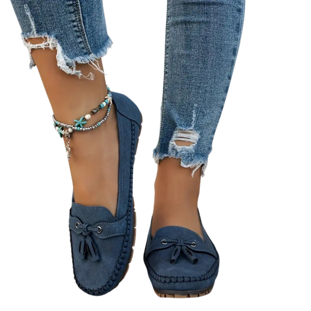 Lila - Moderne Loafers met Decoratieve Strik en Antislipzool