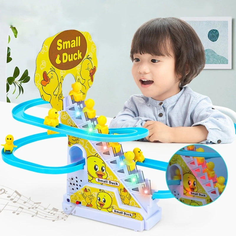 DuckSlide – Eenden thema hellingspeelgoed met traplift en glijrail spoor