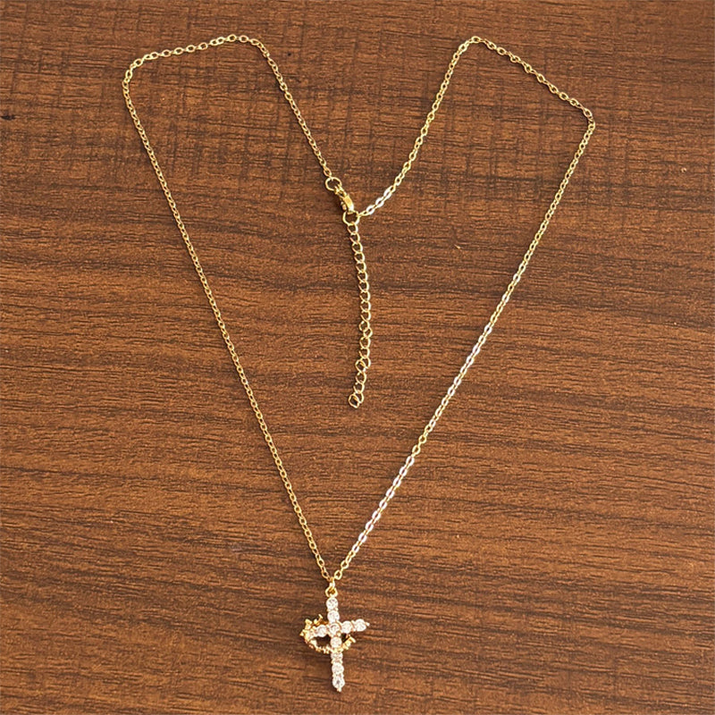 Sophia – Hangerketting met Kroon- en Kruismotief en Verstelbare Sluiting