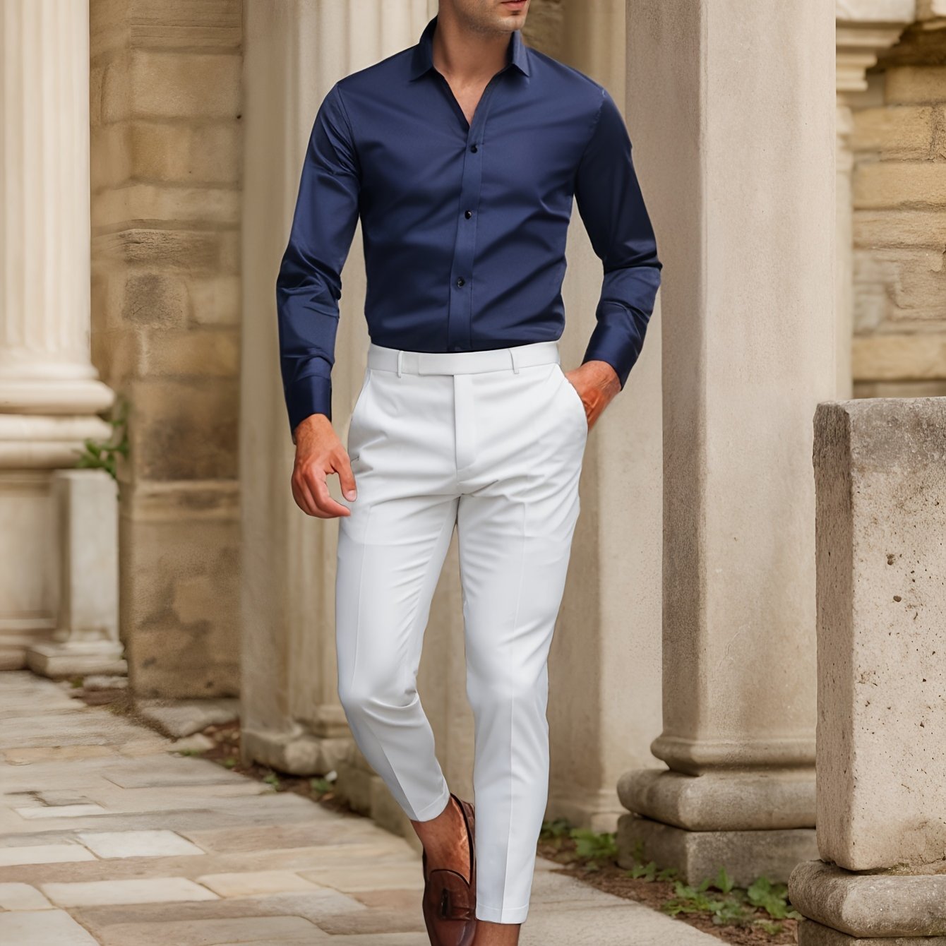 Luca - Slim Fit Overhemd met Gestreepte Kraag