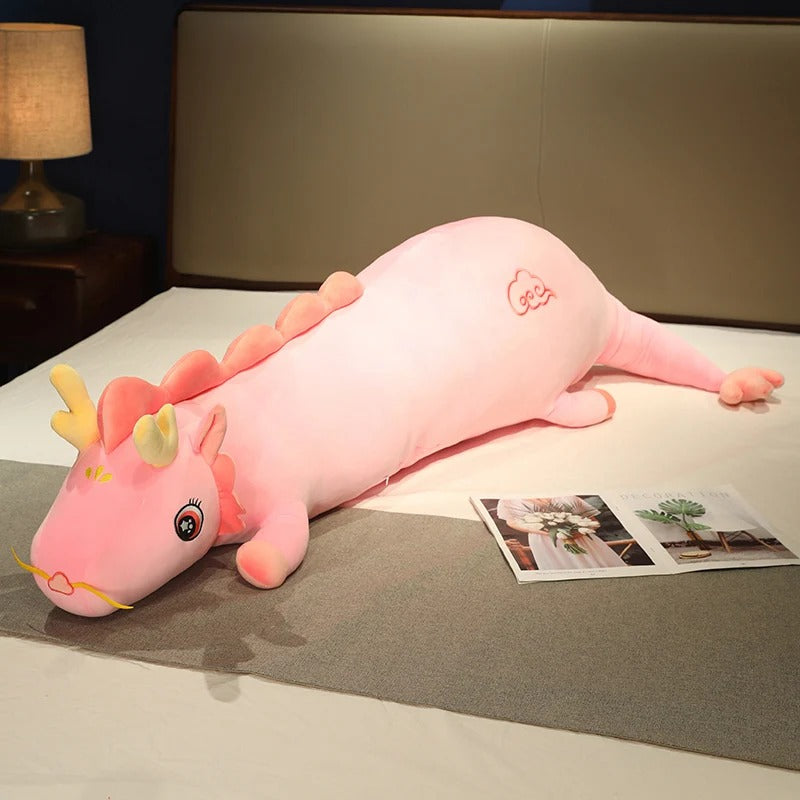 DraggoNest - Schattig drakenlichaamskussen met een volledige vorm en comfortabele knuffelondersteuning