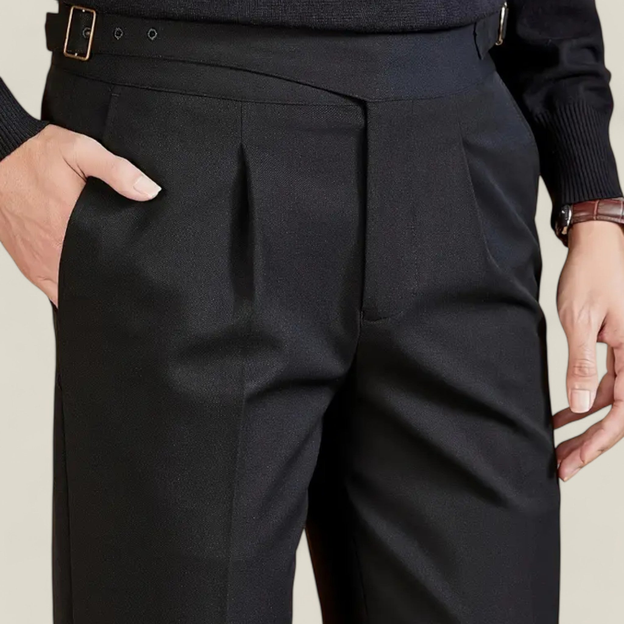 Luca - Klassieke rechte broek met dubbele knoop en verfijnd getailleerd ontwerp