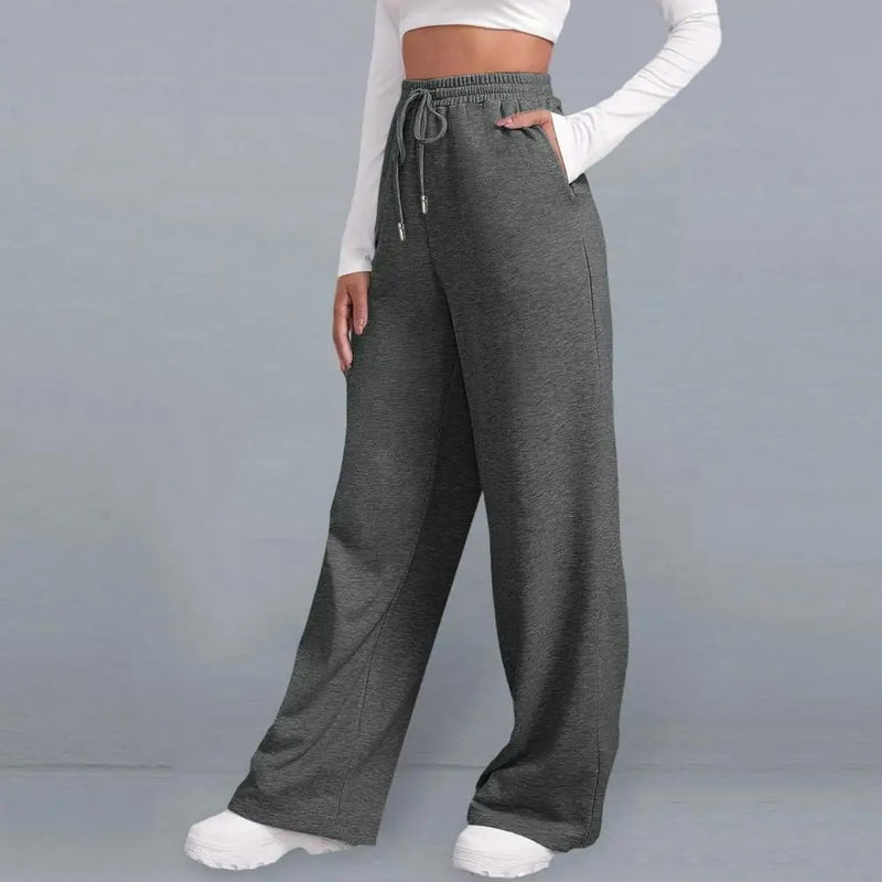 Maria - Comfortabele Sweatbroek met Brede Benen, Elastische Tailleband en Zakken