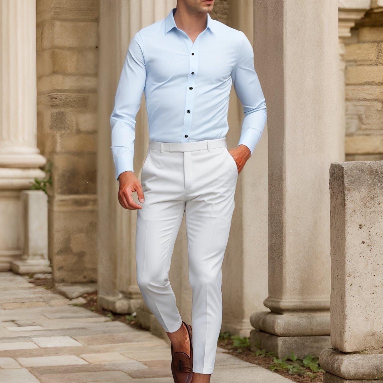 Luca - Slim Fit Overhemd met Gestreepte Kraag