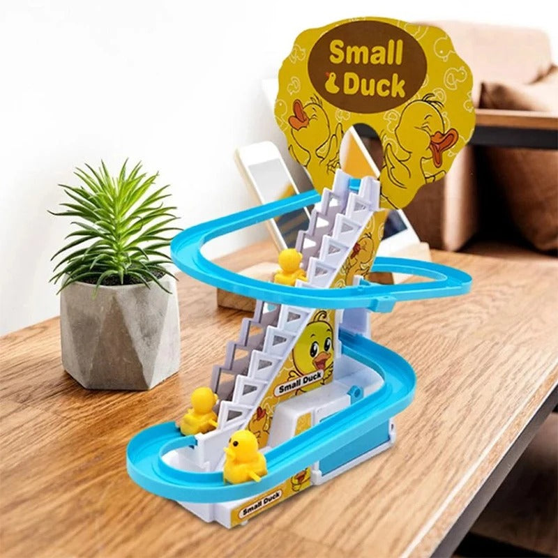 DuckSlide – Eenden thema hellingspeelgoed met traplift en glijrail spoor